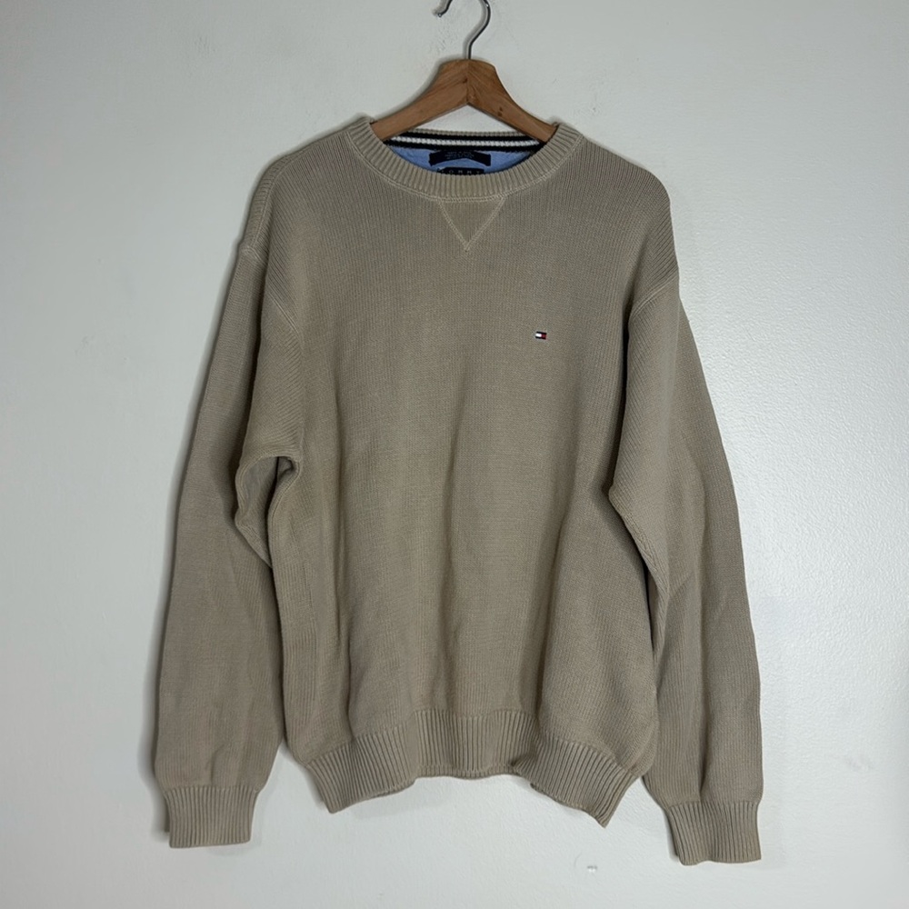 Tommy Hilfiger 90s crew neck knit pullover sweater size XL preppy old money cozy